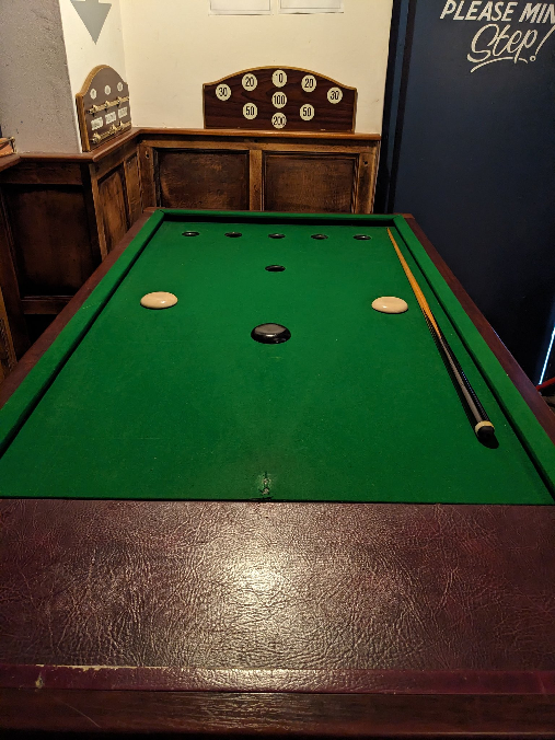 A bar billiards table at the Smithfield Market Tavern, Manchester.  I'll si'thee then!